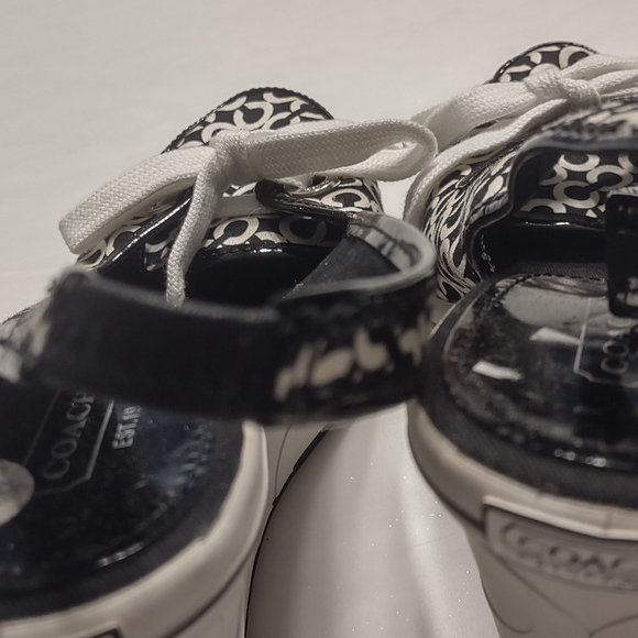 Coach black/white canvas wedge shoes - Picture 5 of 8